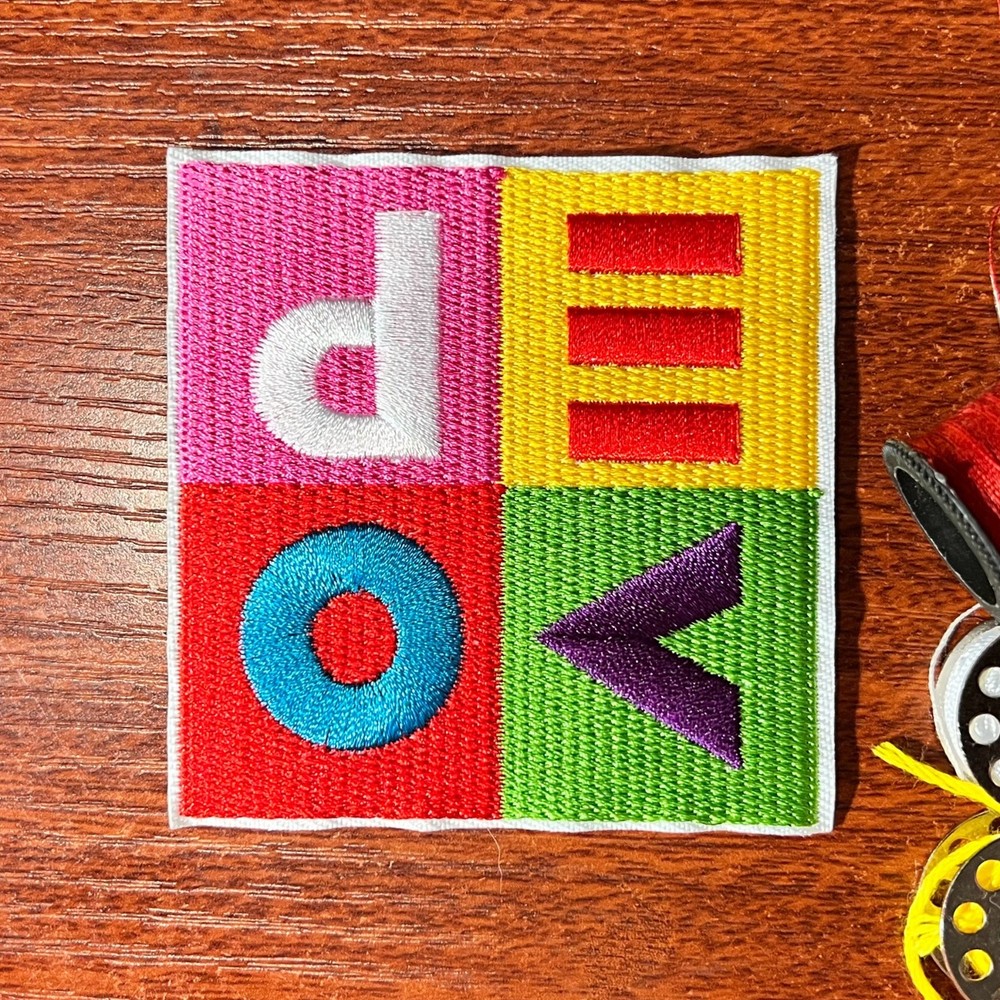 Devo Fan Patch Smooth Noodle Map New Wave Art Pop Embroidered Iron On 2.75x2.75"