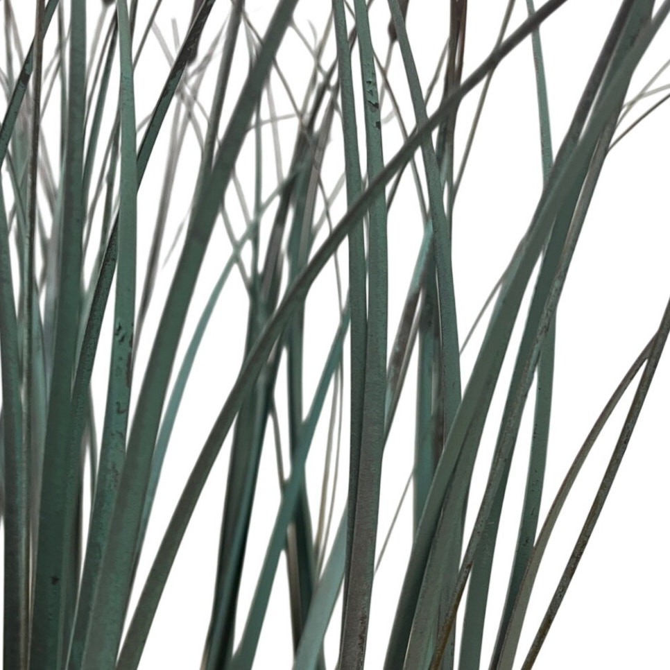 Metal Cattail Reed Table Sculpture Verdigris