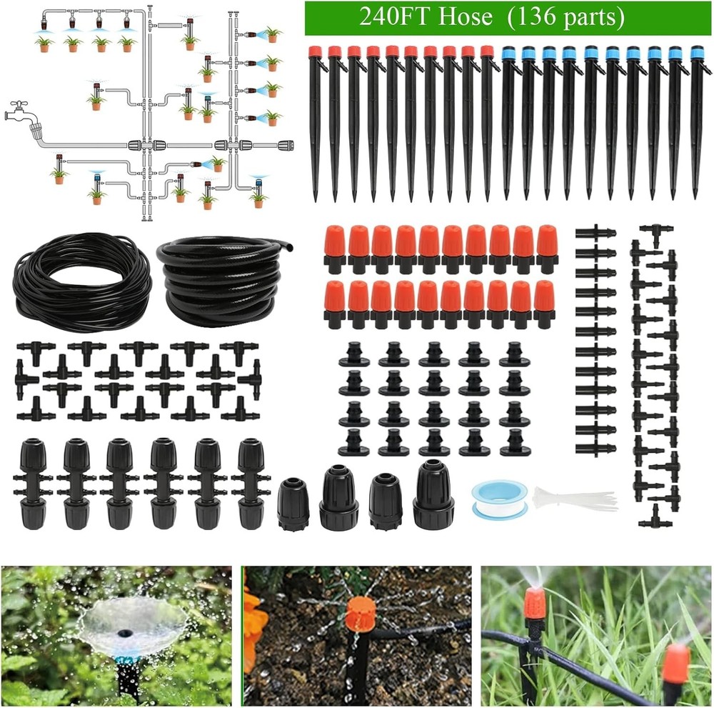 2-in-1 Drip Irrigation System, 250 Sq ft Coverage