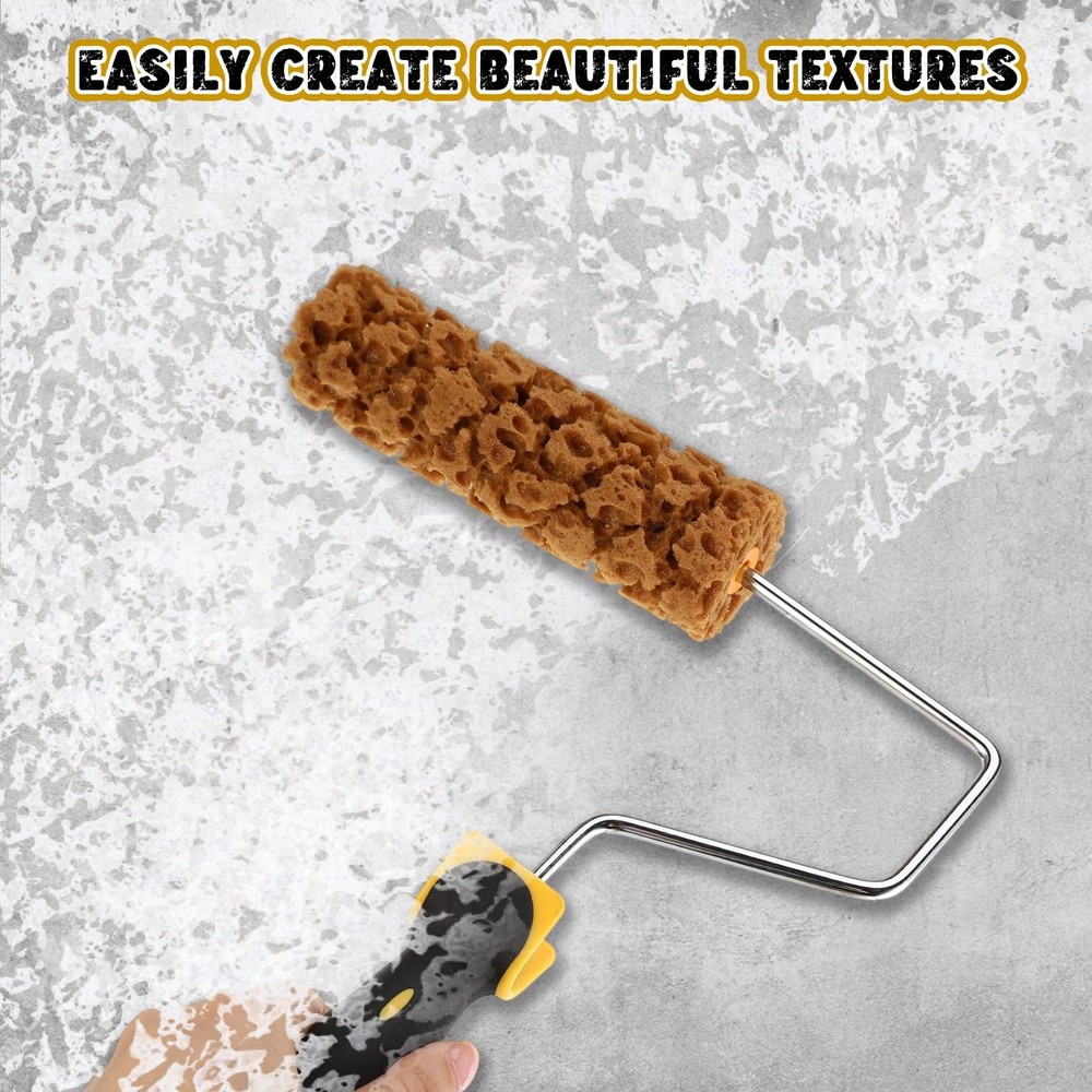 Texture Sponge Paint Rollers Kit, Pattern Roller Brush, Brown