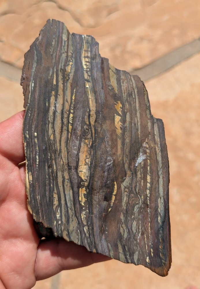 Polished Australian Tiger Iron thinner slab bright patterns display piece