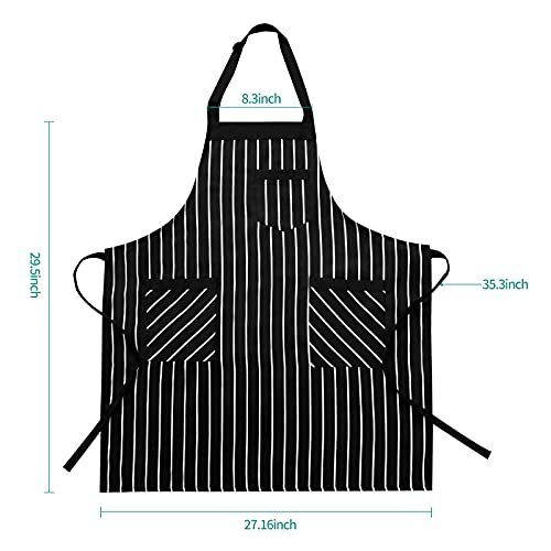 2 Pack Kitchen Cooking Aprons, Adjustable Bib Soft Chef Apron with 3 Brown 2