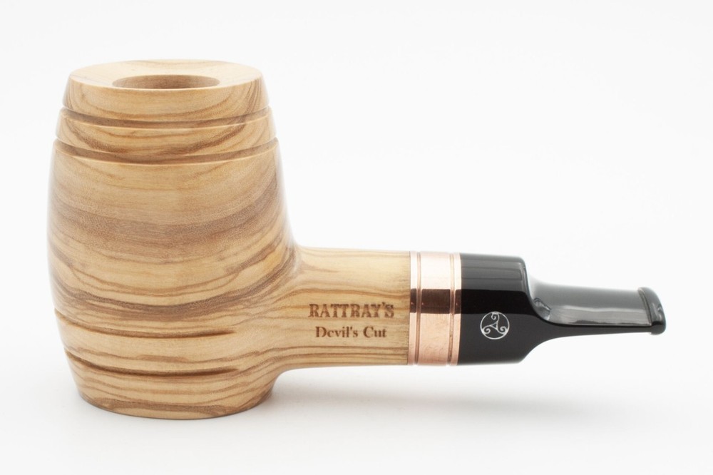 NEW! RATTRAY'S DEVIL'S CUT OLIVE WOOD 9MM PIPE incl. Adapter / SMOOTH