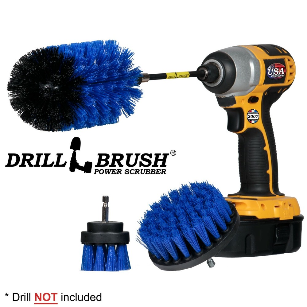 Drillbrush Medium Blue Drill Brushes with Extender - Clean pool & aquarium