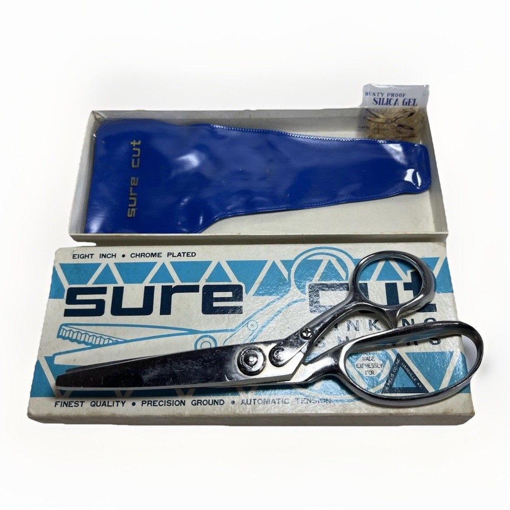 Vintage Sure Cut Pinking Shears With Original Box
