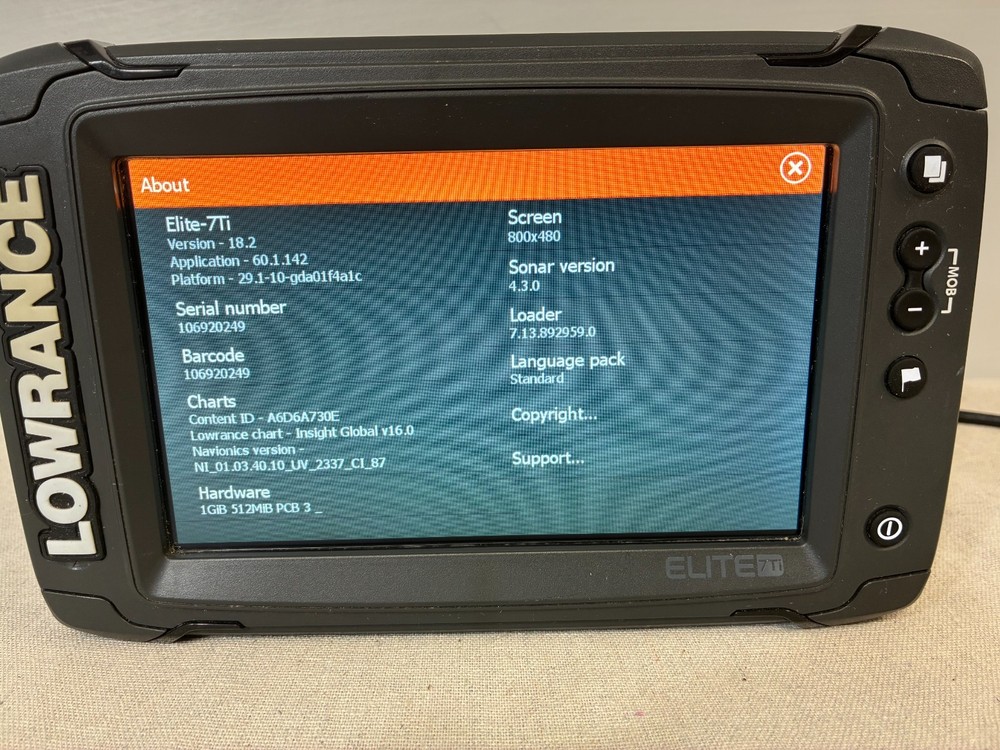Lowrance Elite-7 TI 7" Fishifinder Chartplotter Tested/Warranty!