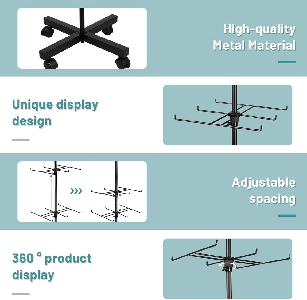 Retail Display Stand Rotating 4 Tier Spinning Black