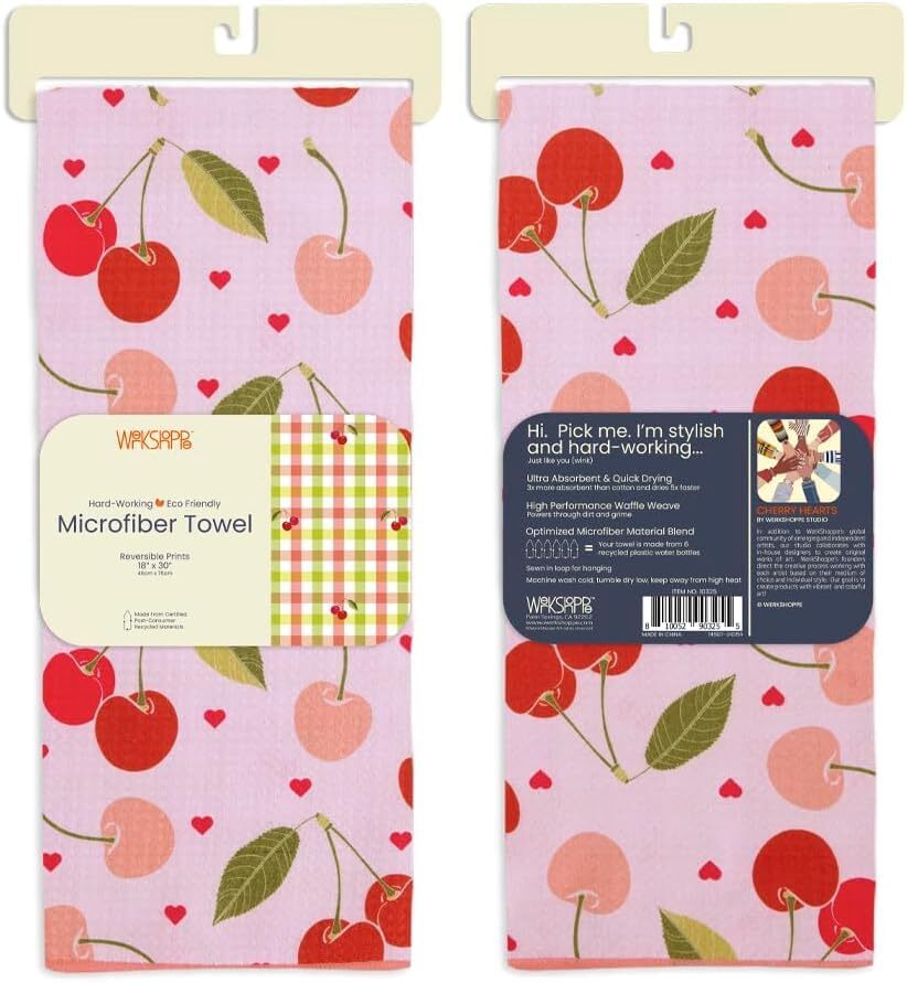 Cherry Hearts Microfiber Towel