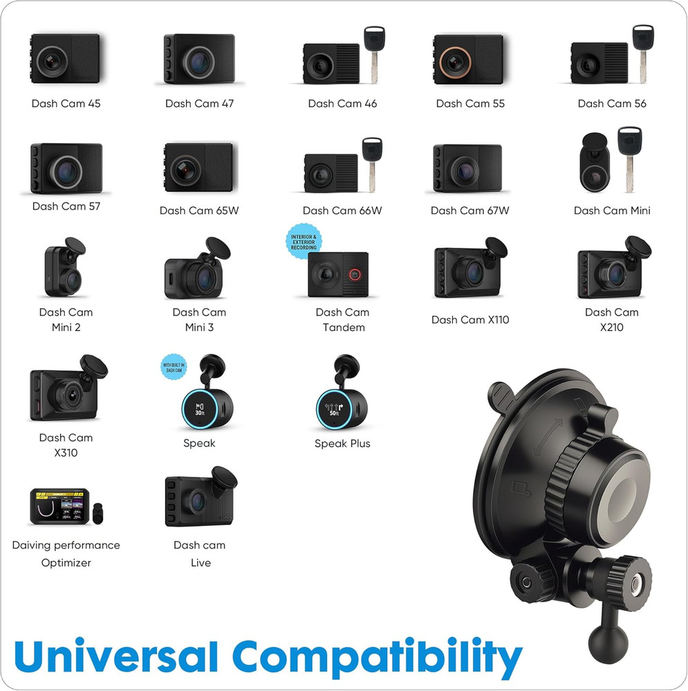 Universal Suction Cup Mount for Garmin Dash Cam Mount,Small Reusable Adjustable