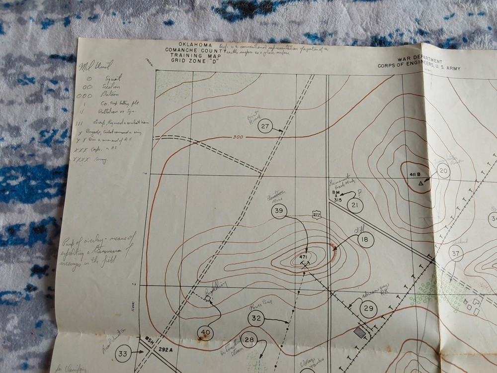 WWII 1943 Comanche County OK Training Map US Army