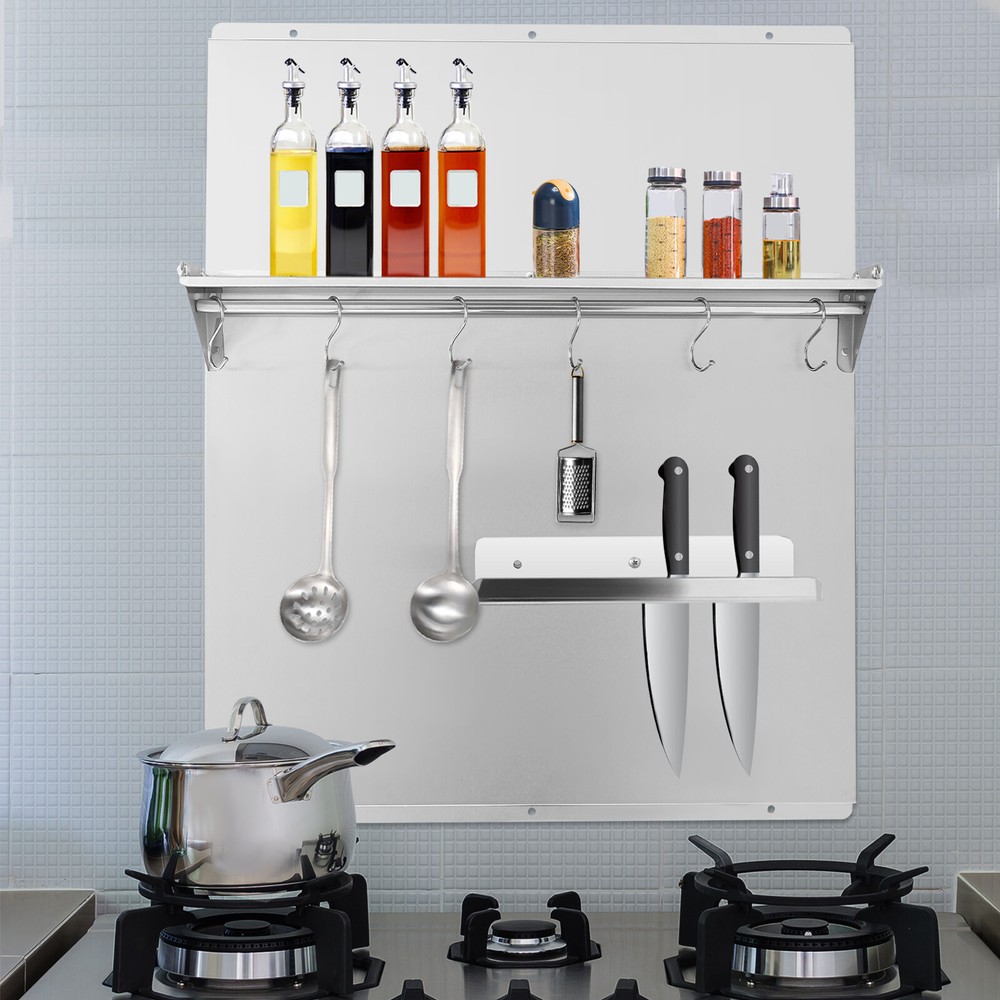 Range Backsplash Commercial Kitchen Stove Backsplash W/ Storage Shelf Wall Mount