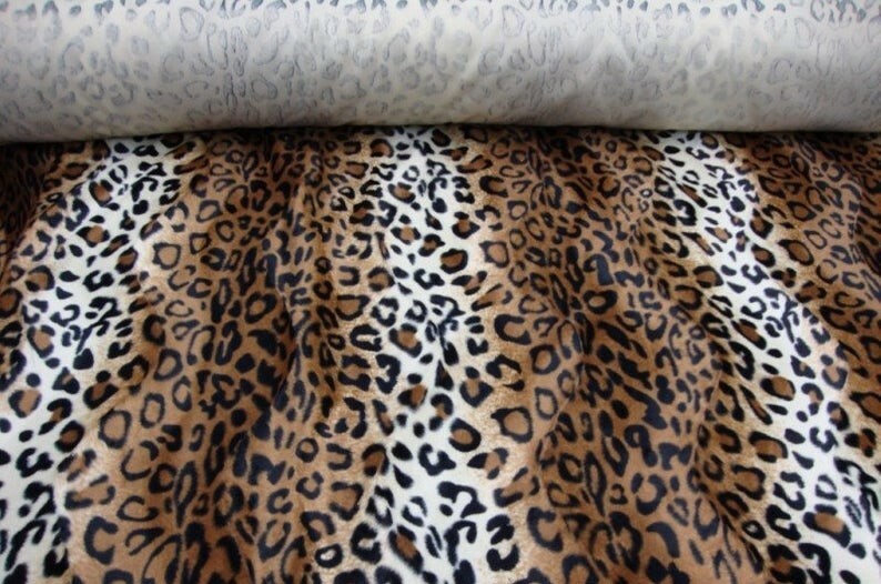 Brown Leopard Velboa upholstery Fabric per yard 60” wide