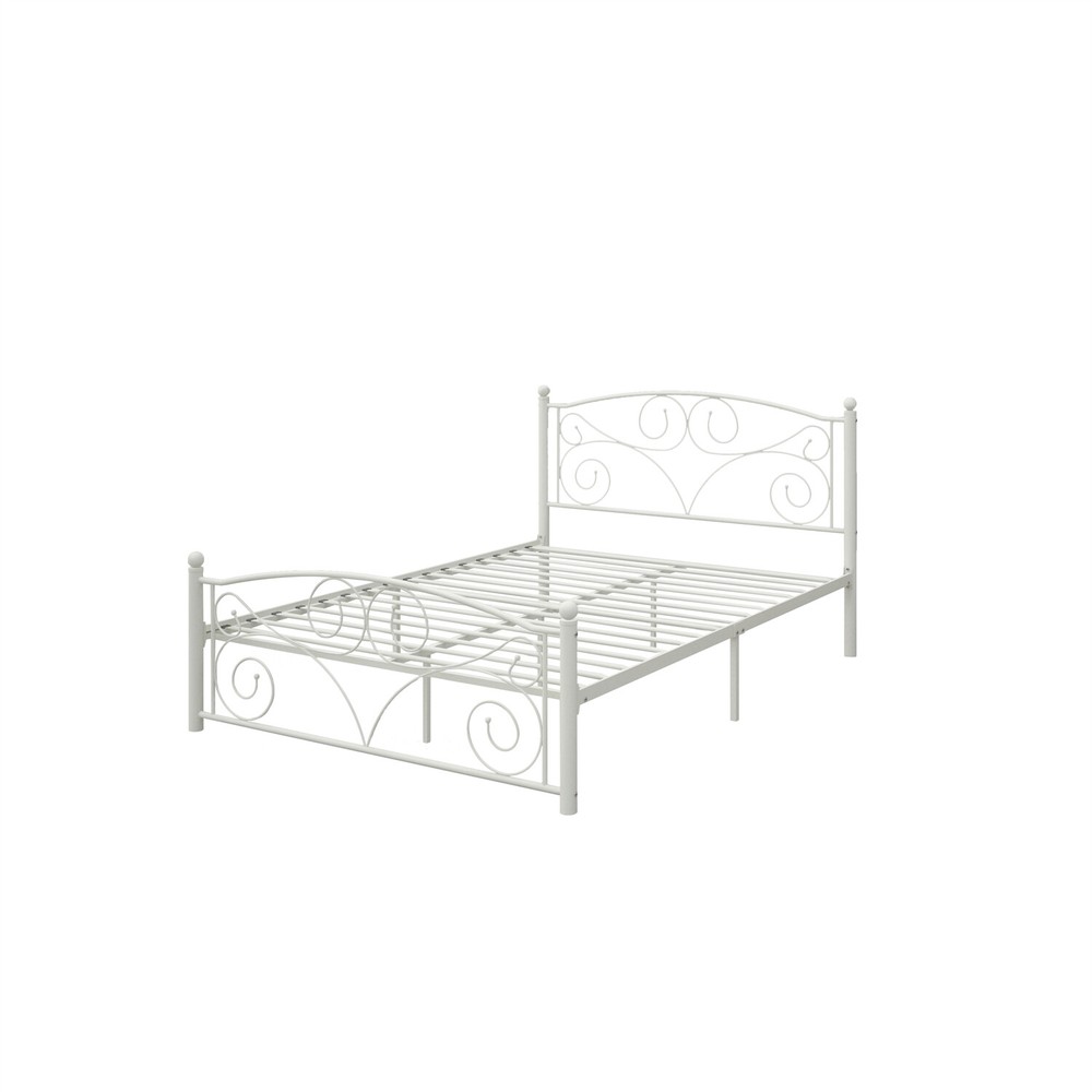 Full Size Bed Frame Metal Platform Bed Frame Sturdy Slat Support White US