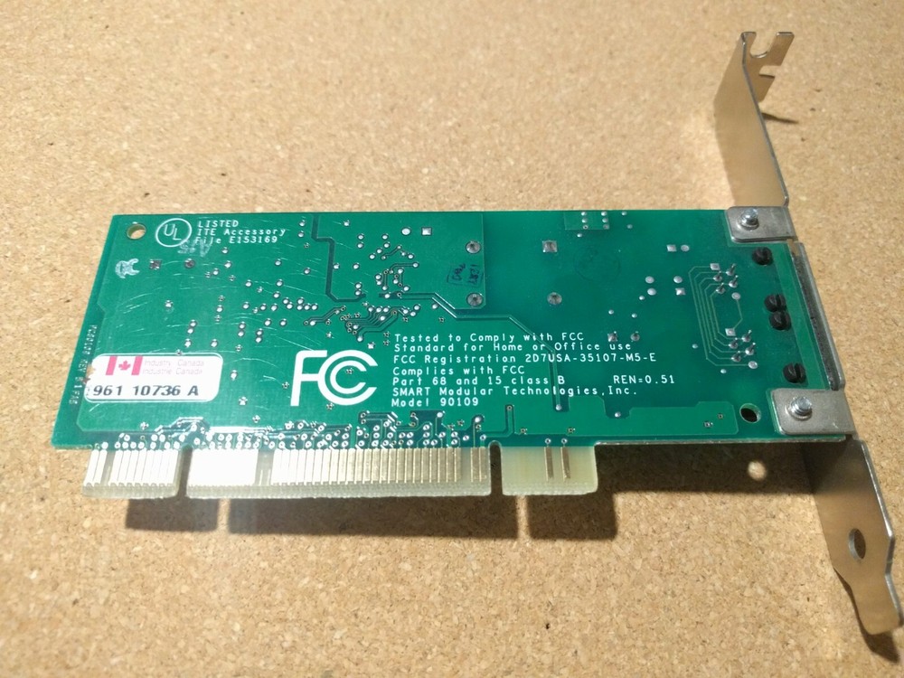 Agere Smart Technologies 56k v92 PCI Internal Modem Model 90109-2