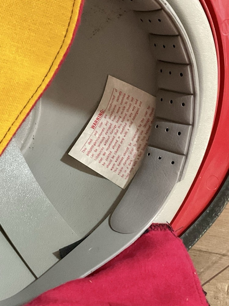 Vintage Red Bell Fire Helmet Adjustable Size