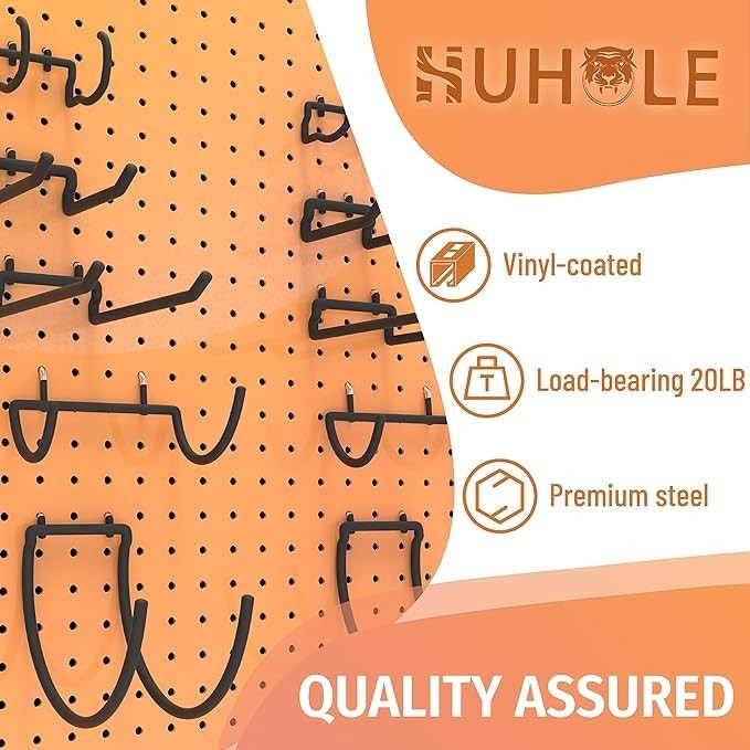 10-Pack Heavy Duty Pegboard Hooks for Power Tools - Garage Storage Solution