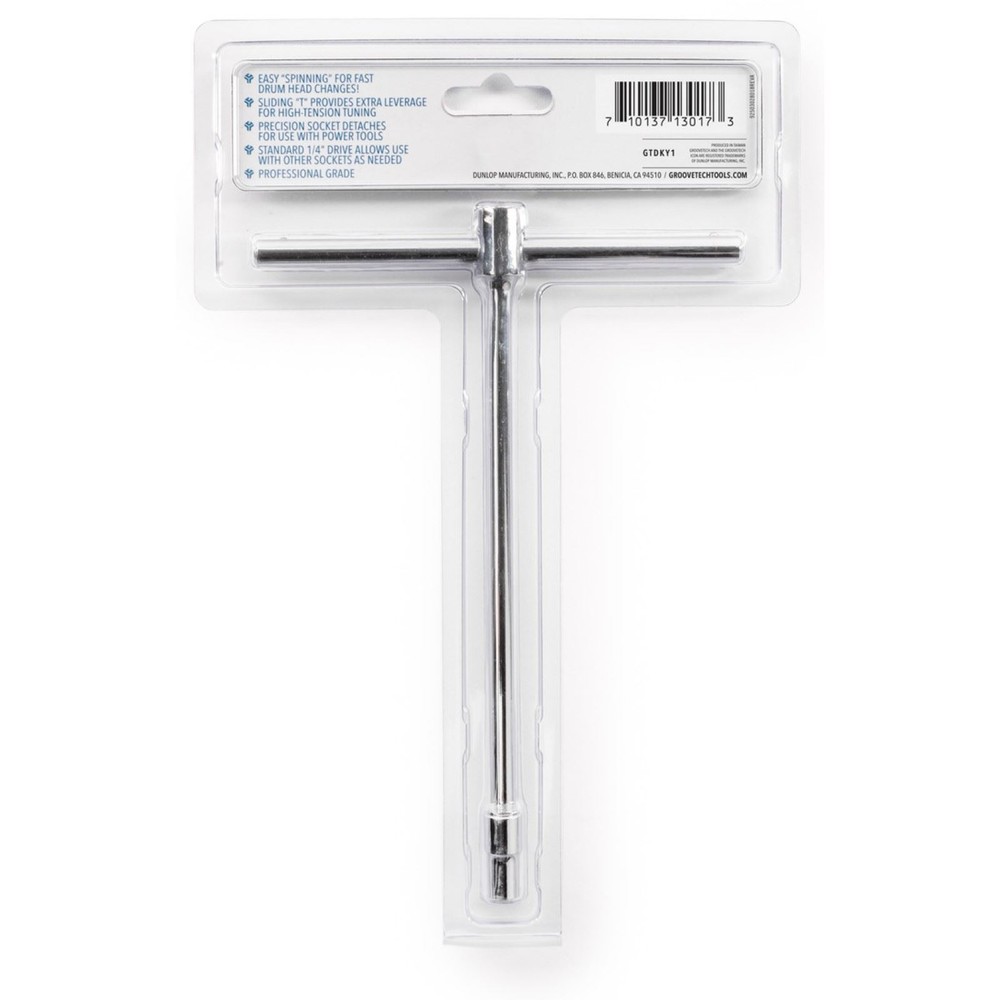GrooveTech GTDKY1 T-Handle Drum Key, 1/4" Detachable Socket