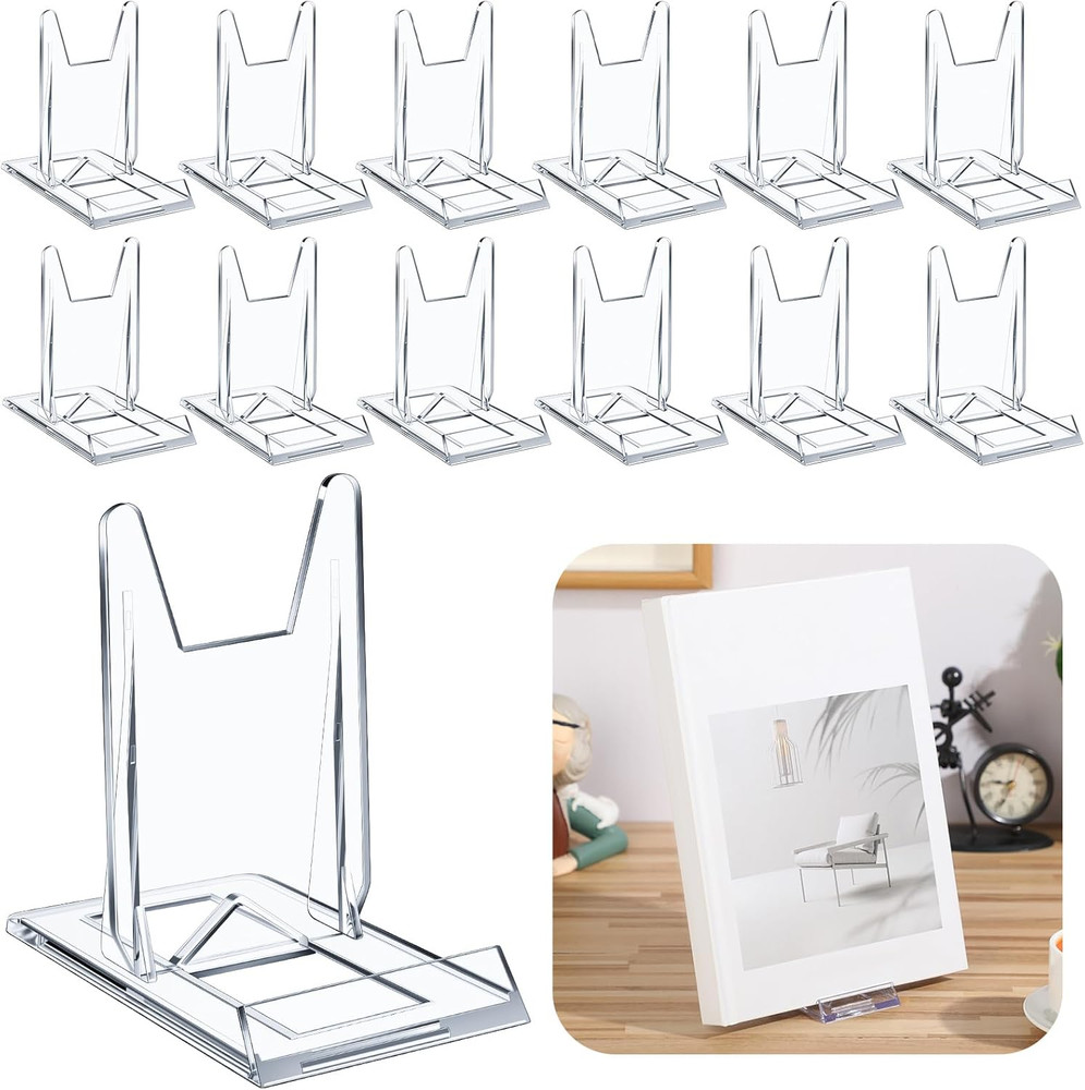 6 Pack Acrylic Book Stand for Display Adjustable Clear Display Holder Easel Coll
