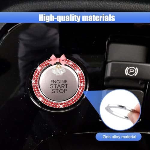 Bling Diamond Car Engine Start Stop Button Decoration Ring - Bling Ring Red
