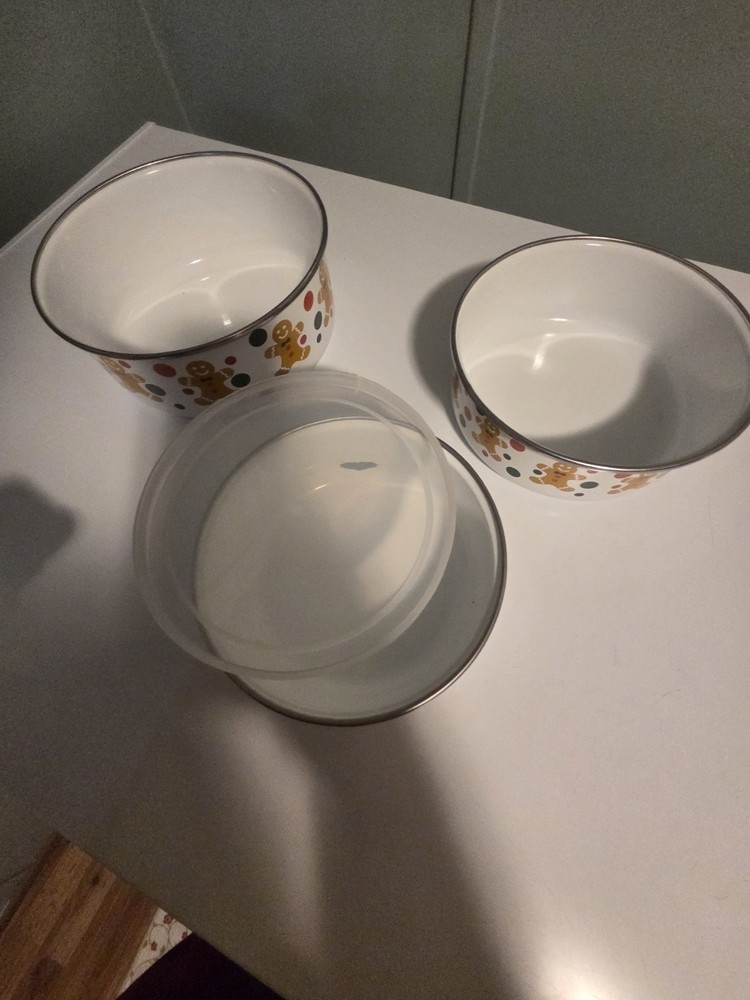 3 Vintage Enamel Christmas Tree Bowls