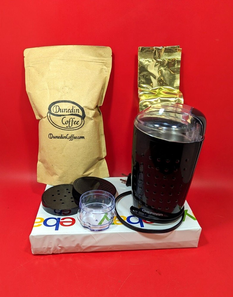 Chefman Electric Coffee Grinder Blk One Touch Grinds Beans, Herbs & Spice Bundle