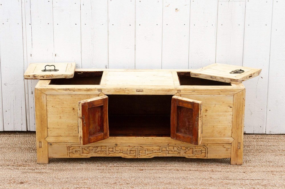 Antique Bleached Wood Chinese Chest
