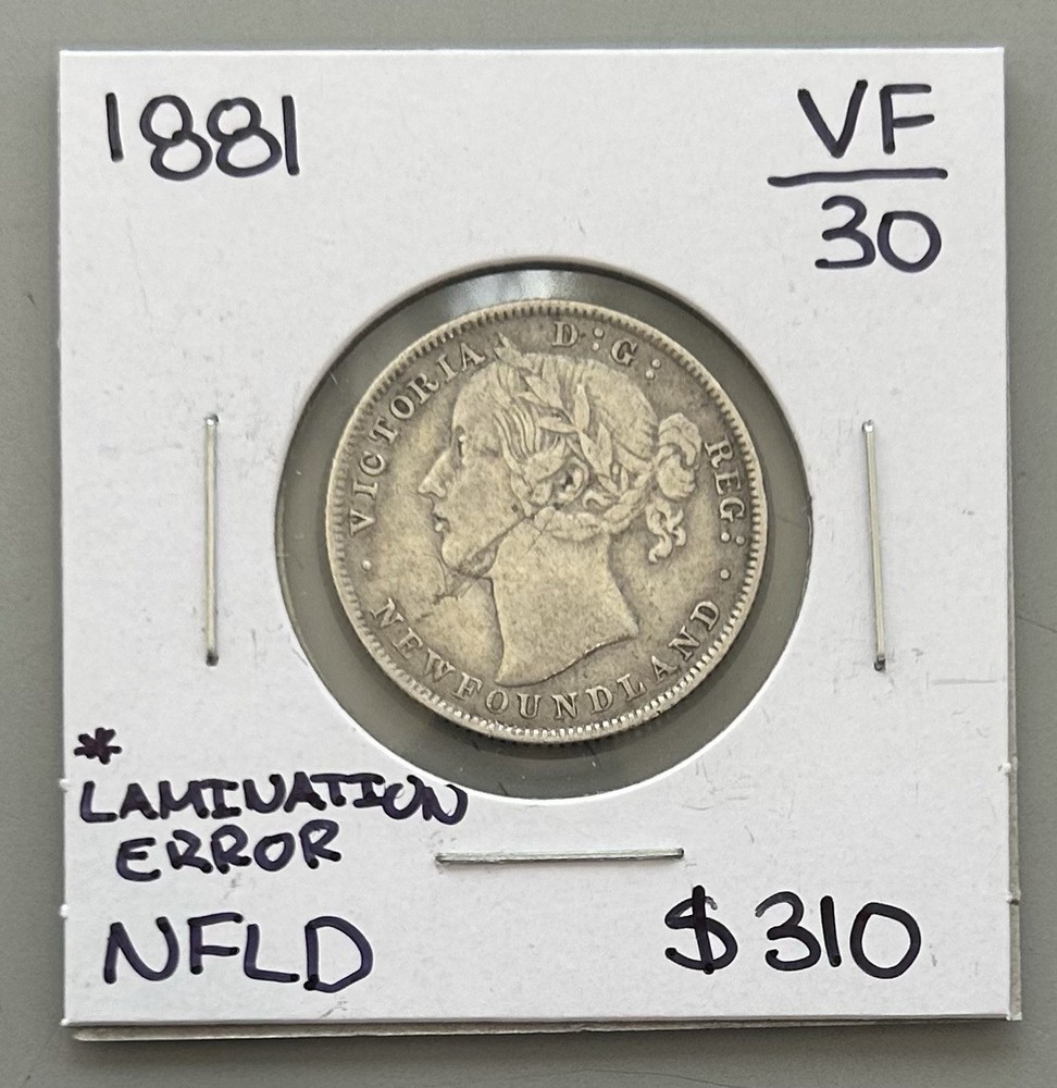 1881 Newfoundland Twenty Cent 20c - Lamination Error C6