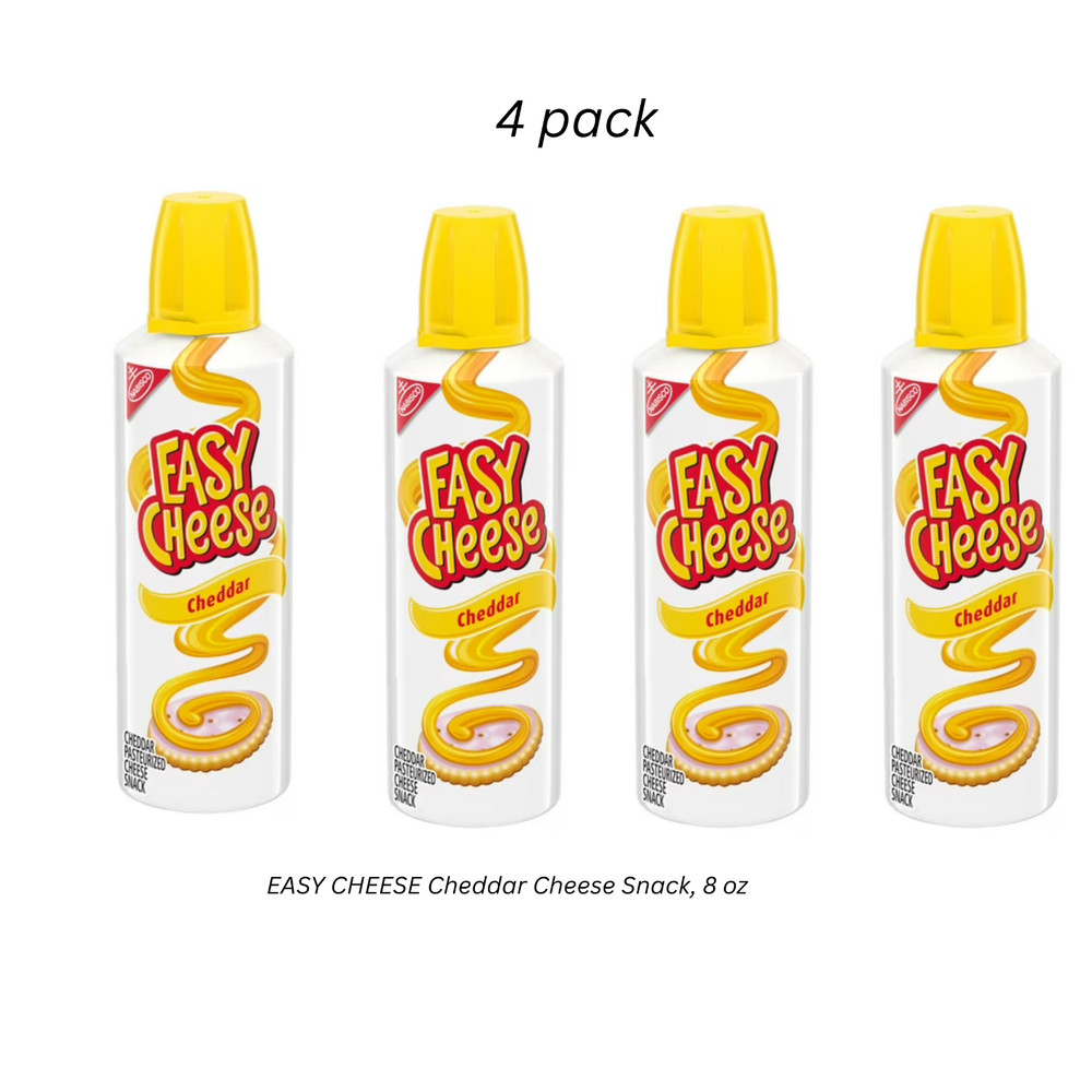 (4 pack) Easy Cheese Cheddar Cheese Snack, 8 oz
