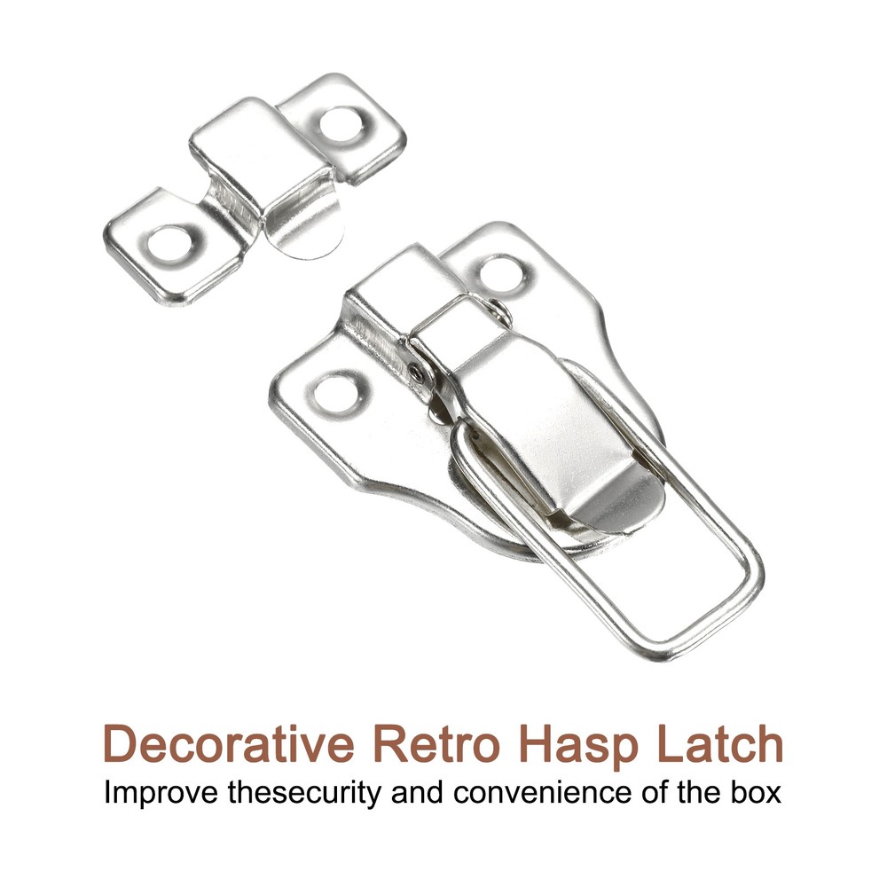 8 Pcs Duck-billed Hasp Lock, Retro Box Toggle Latch without Padlock Hole, Silver