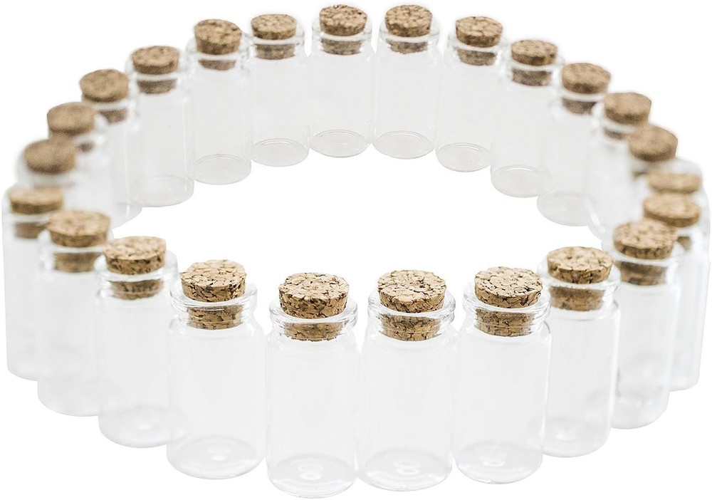 Versatile Mini Cork Glass Bottles - Ideal for Art Projects, Decorations & More