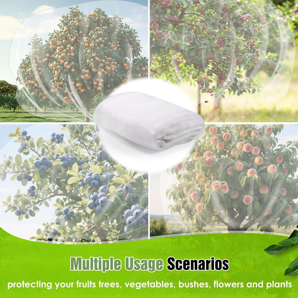 12.6 * 12FT Large Fruit Tree Netting, Tree Nets for Fruit Trees with Zipper a...