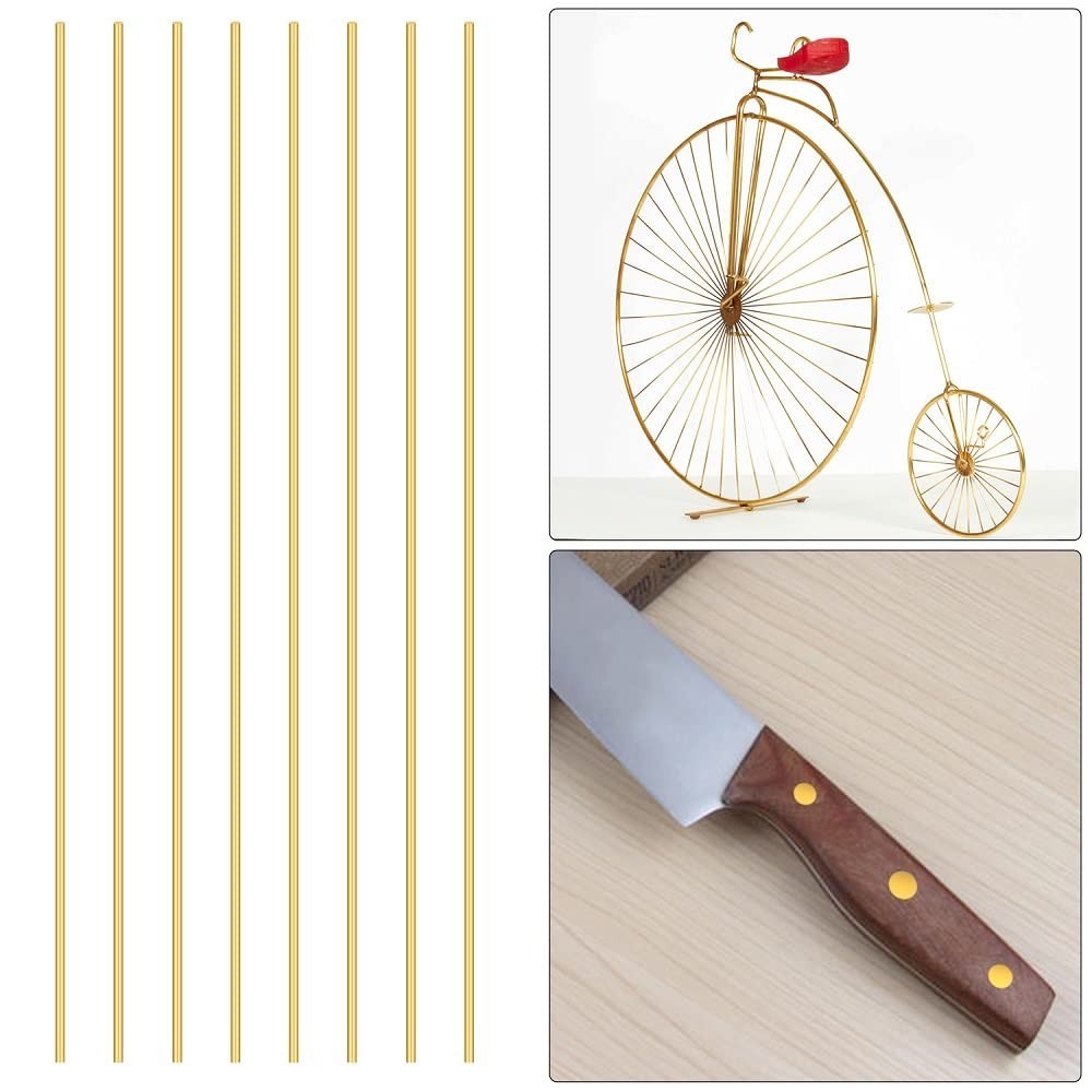 Solid Brass Rods Set - 8 Pcs 12 Inch, 1/8 Inch Diameter for Elegant Projects