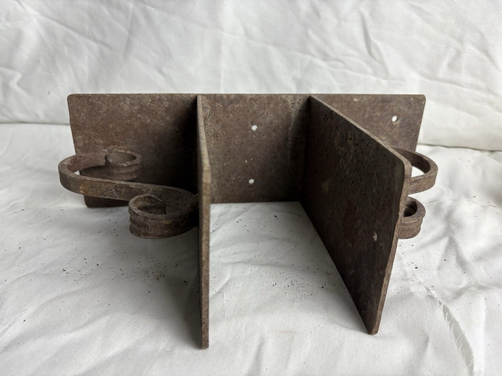 Antique Cast Iron Double Scroll Post Base / Topper Bracket 3.5” Post Opening