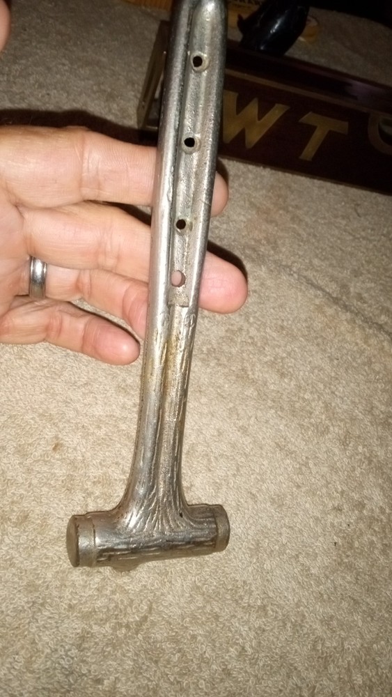 VINTAGE NICKEL -PLATED NUTCRACKER MALLET HAMMER W/LOG TREE BARK PATTERN L@@K!!