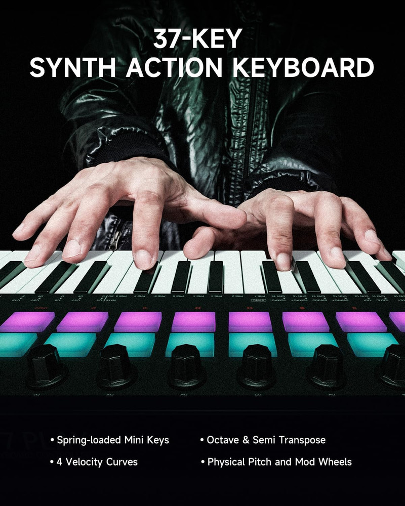 STARRYKEY-37 PLAY MIDI Keyboard Controller, 37 Key Portable MIDI Controller with