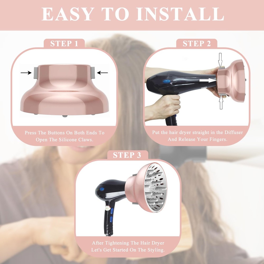 Hair Dryer Diffusers Universal Diffuser Adaptable for Blow Dryers Pink