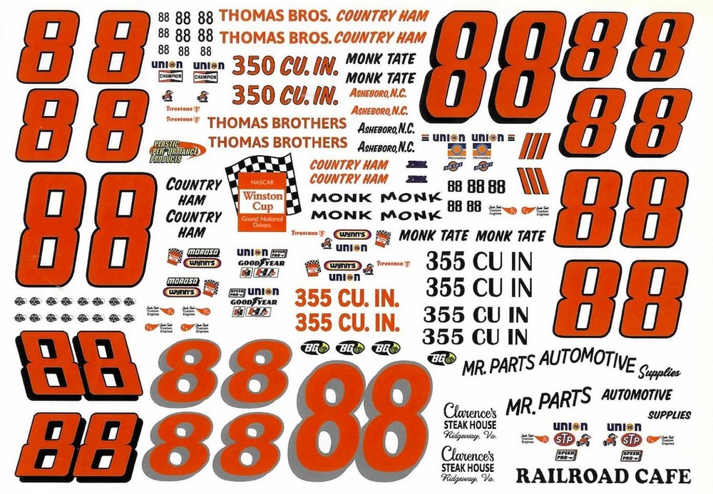 Plastic Performance Products #88 Monk Tate Chevelle/Nova/Omega waterslide decal