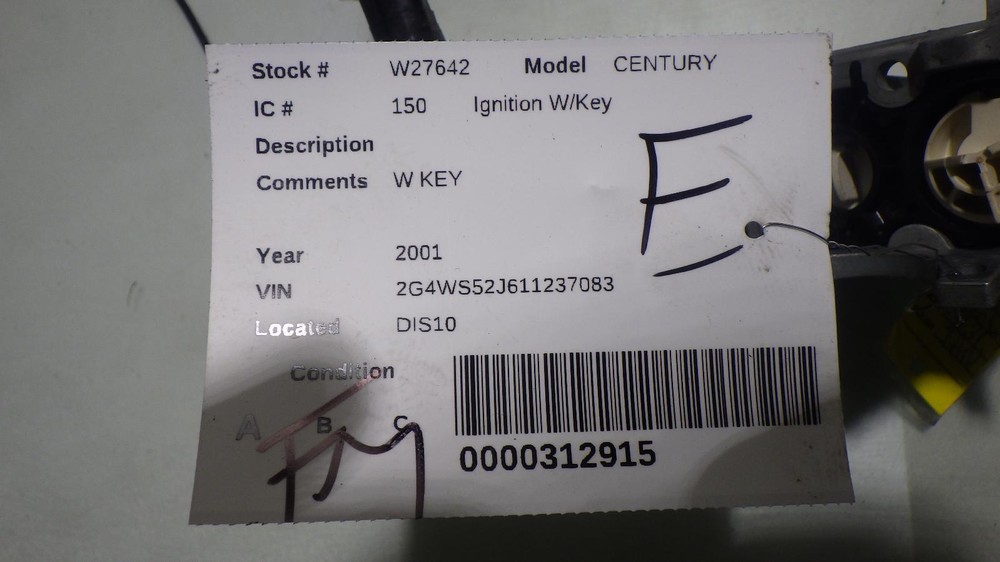 01 BUICK CENTURY Ignition W/Key