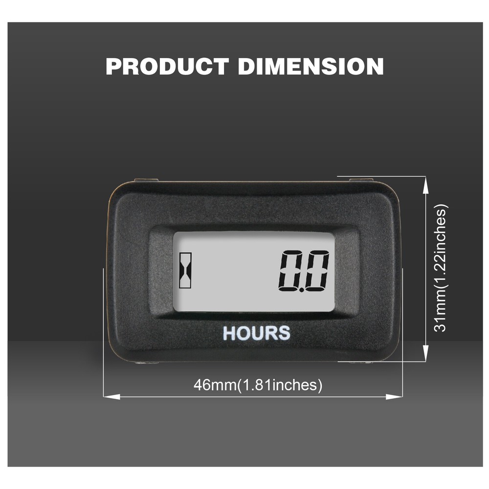 AC/DC Powered Digital Maintenance Hour Meter Motorcycle Hour Meter for Mowers