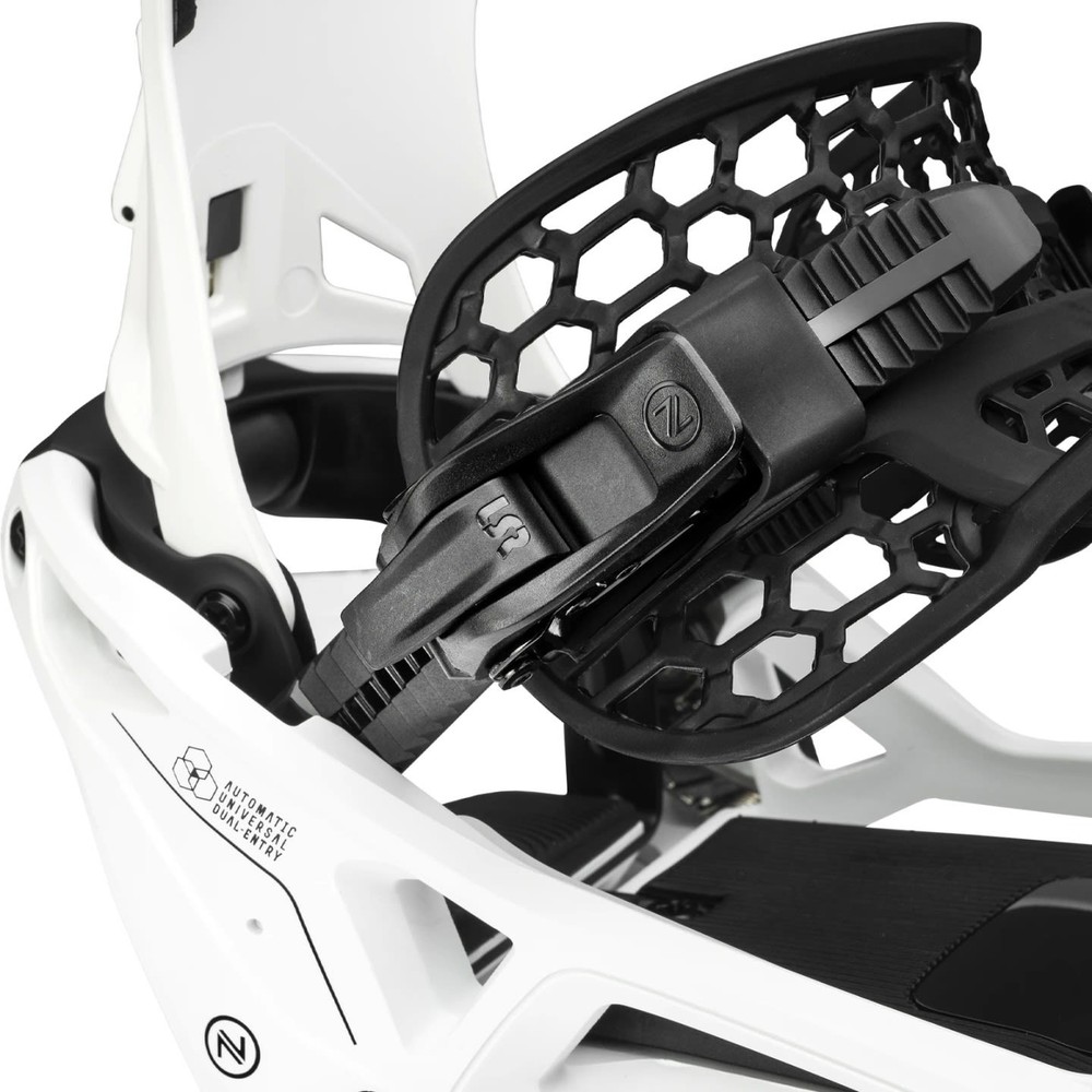 Nidecker Supermatic Step-In Automatic Snowboard Bindings, White, Large MY26
