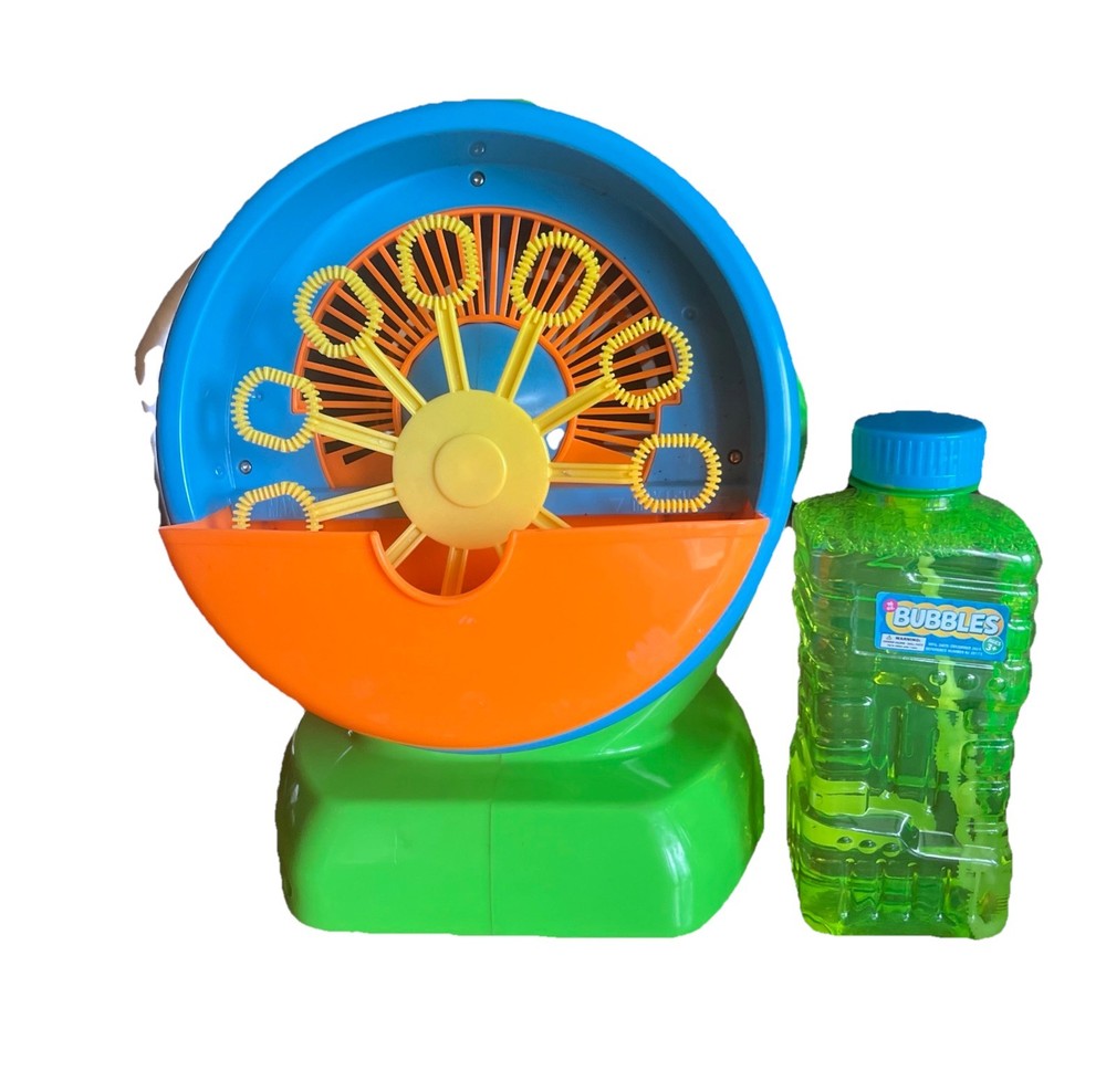 Mega Bubble Hurricane Blower Machine Blows Gazillion Bubbles Toy &16oz Solution