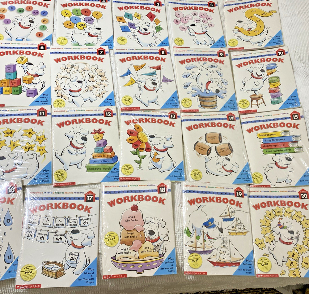 Scholastic Phonics Reading Program Workbooks 1-20 Homeschool Lot