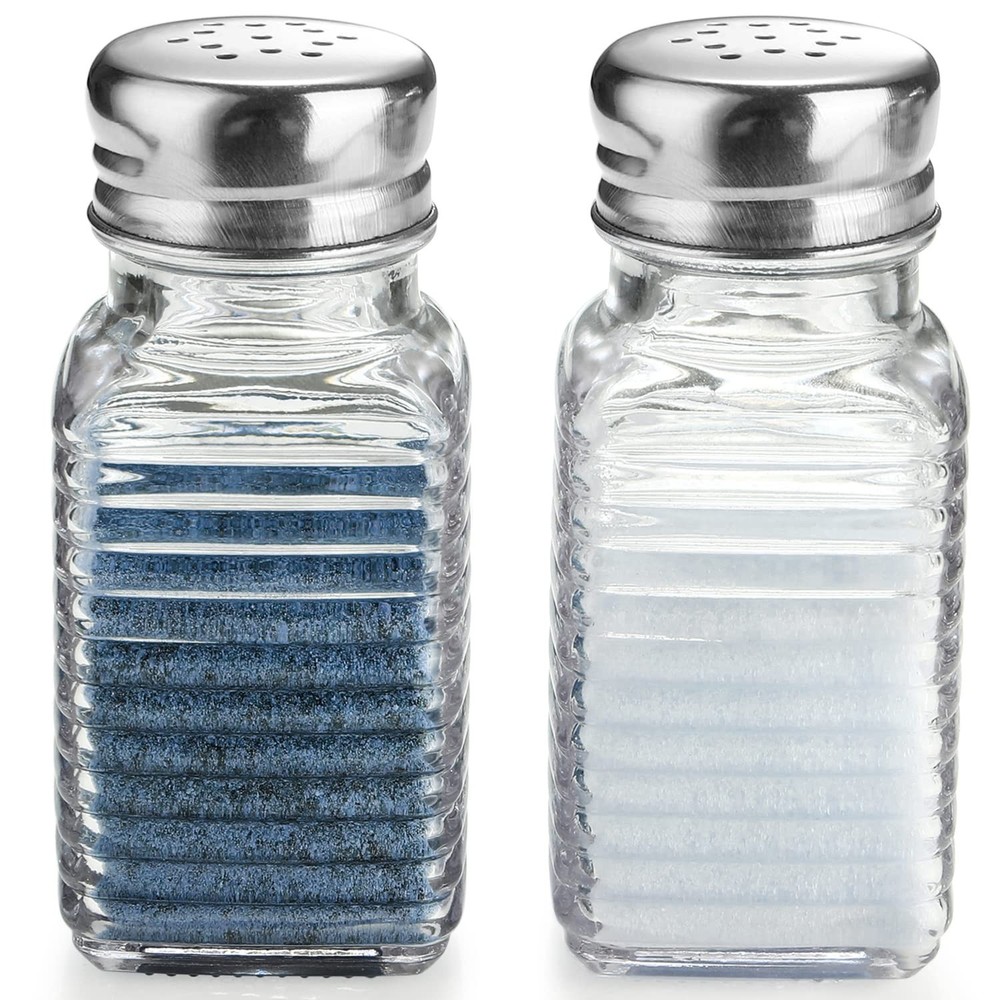 Glass Salt and Pepper Shakers Set,Rectangular Salt Shaker Set square