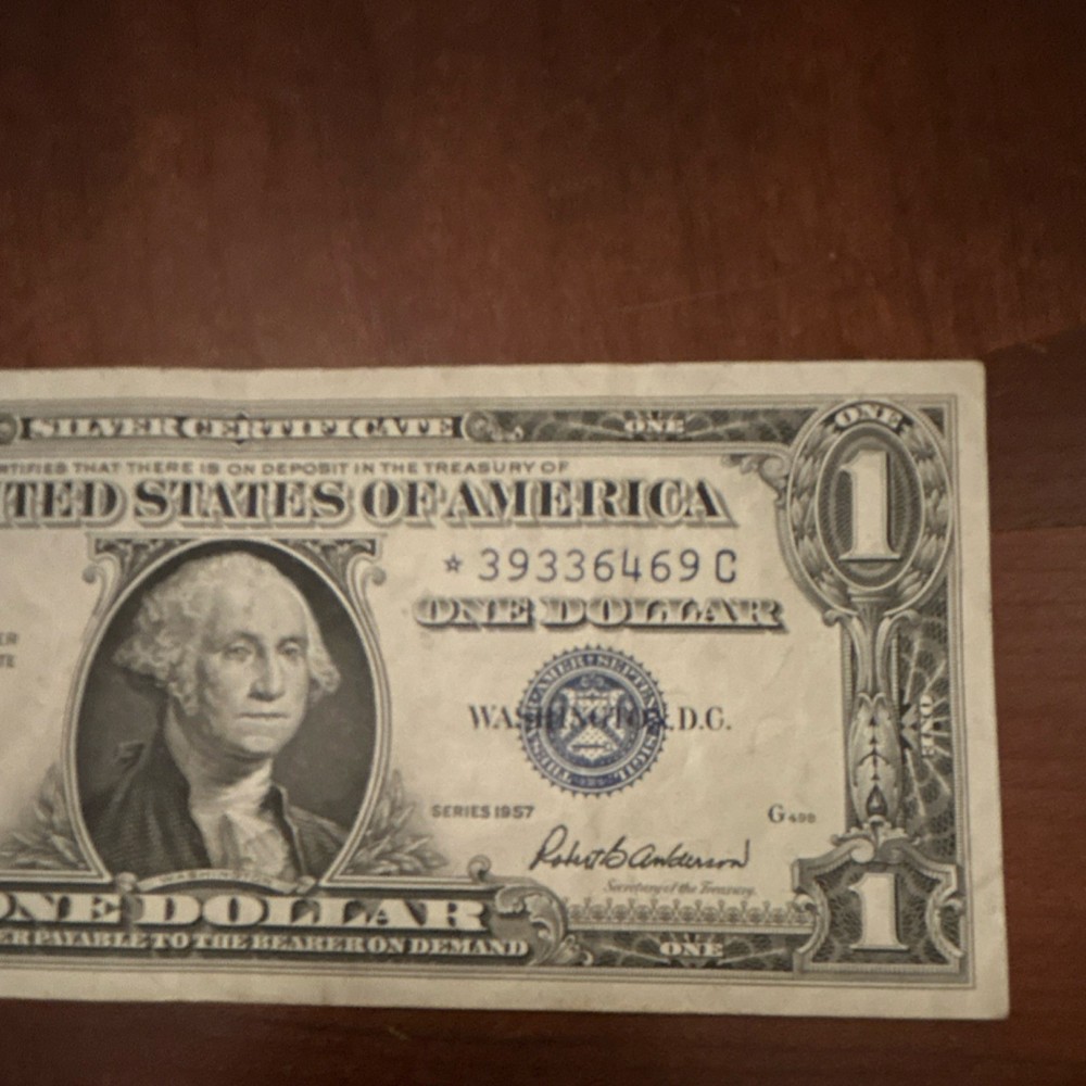 1957 $1 Silver Certificate Blue Seal Replacement Note 39336469C Circulated