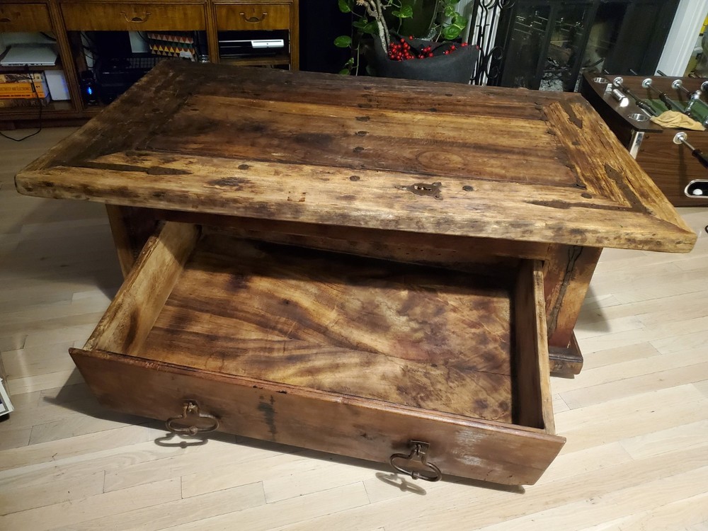 Rustic Door Trunk coffee Table With Drawer