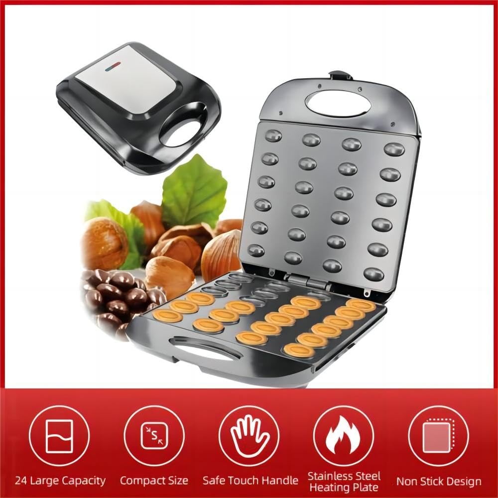 24 Walnut Cookie Maker, Non Stick Double Sided Walnut Cookie, Maker Mold Make...