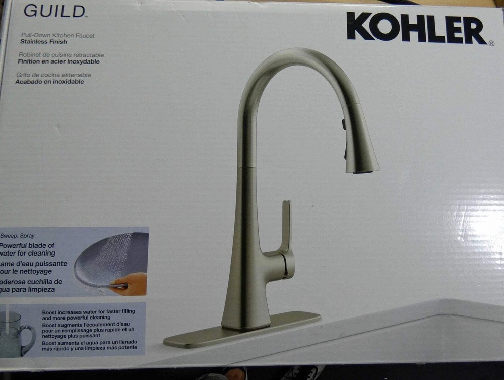 Kohler Guild K-R33912-VS Pull-Down Kitchen Faucet 3-Function Stainless