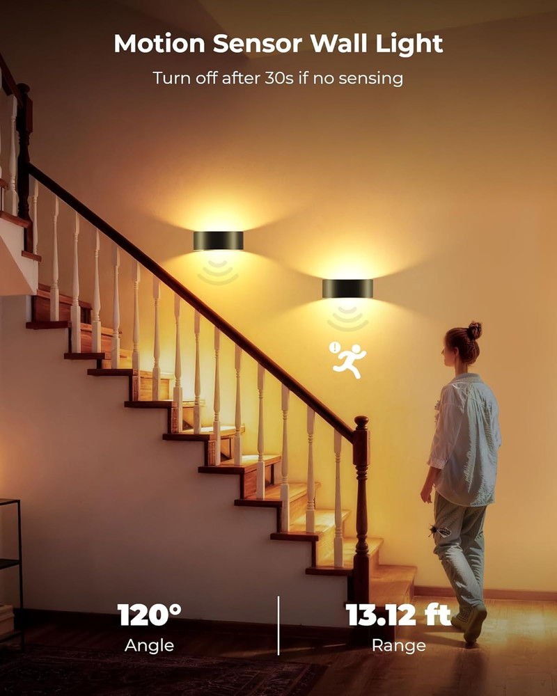 Motion Sensor Wall Light, 5000Mah Rechargeable Battery Operated Motion Sensor...