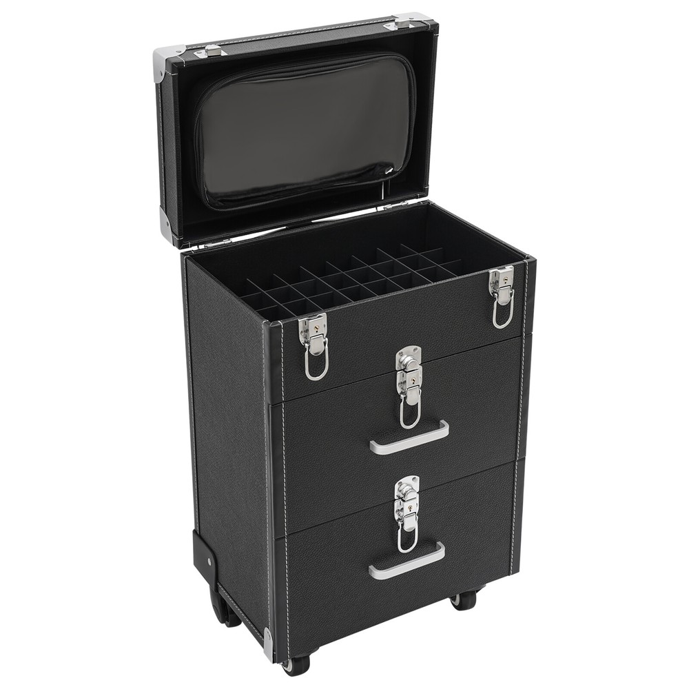 Rolling Makeup Travel Case Nail Tech Suitcase Cosmetic Train Case on Wheels