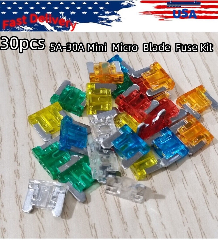 Micro Blade Fuse Assorted Kit Mixed Low Profile Mini Car Van Auto 5A-30A 30PCS